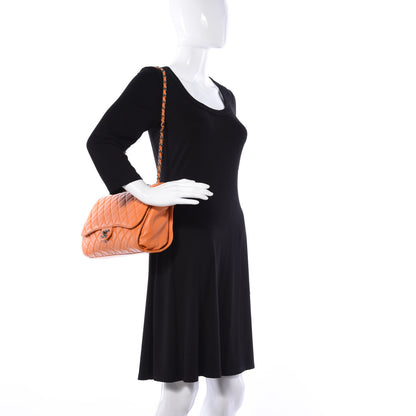Chanel Lambskin Quilted Jumbo Grocery By Chanel Drawstring Shopping Bag Orange 2 of 24