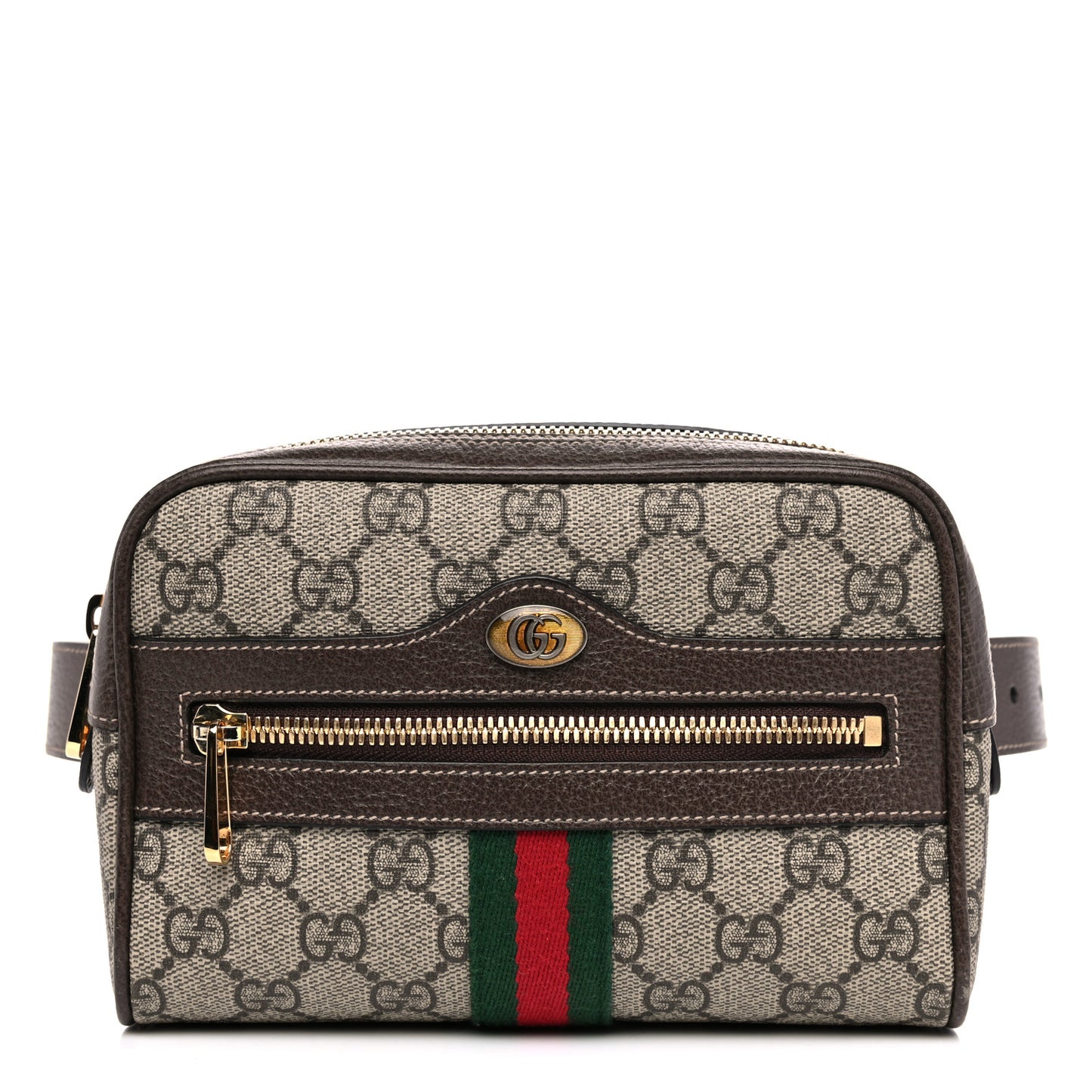 GG Supreme Monogram Web Small Ophidia Belt Bag 85 34 Dark Brown