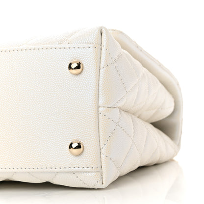 Chanel Iridescent Caviar Quilted Small Coco Handle Flap White 9 of 10