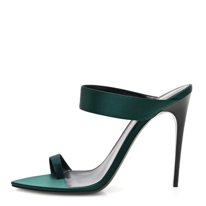 Saint Laurent Crepe Satin Martha Mule 110 Sandals 38.5 Dorian Green 1 of 8