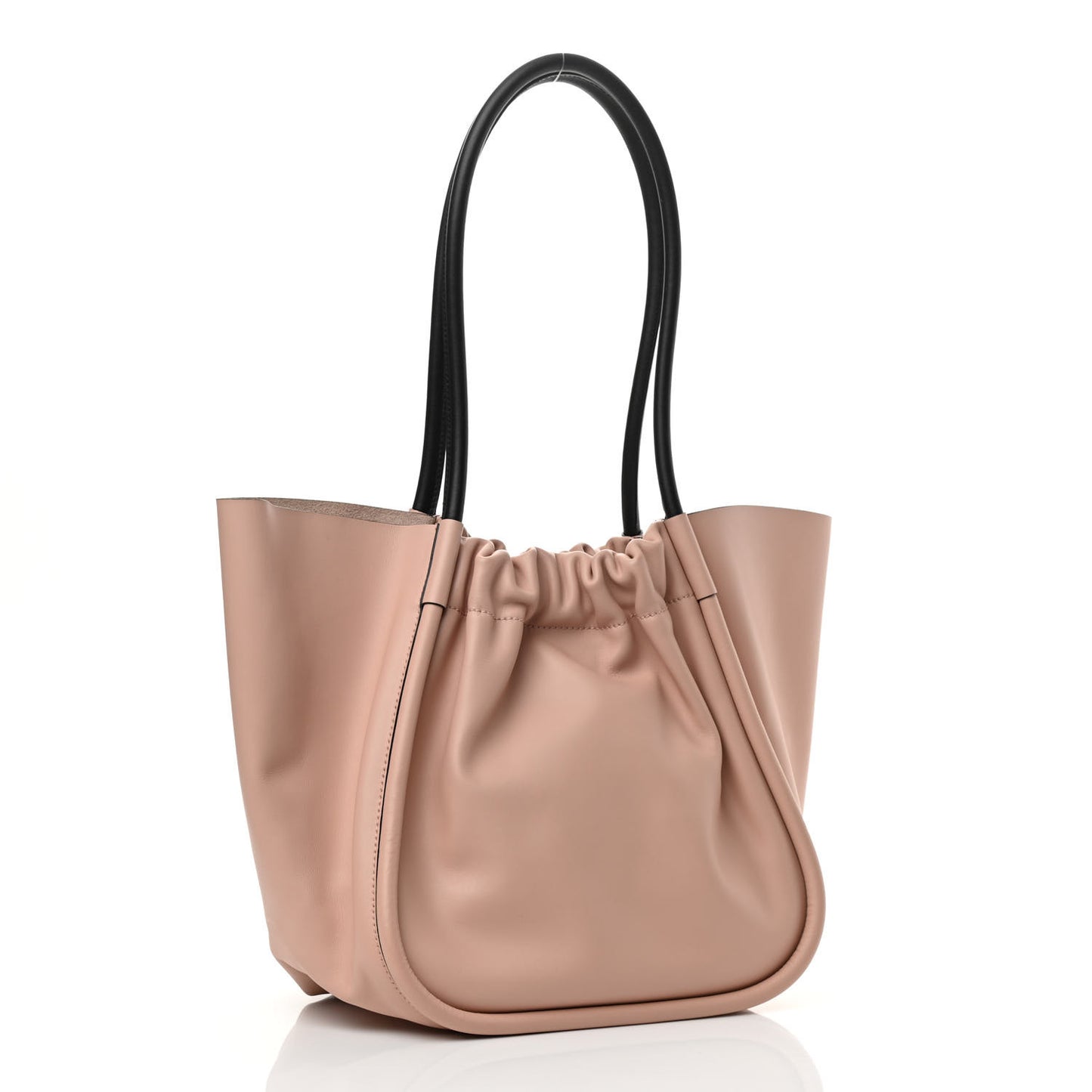 Calfskin Large Ruched Tote Peach