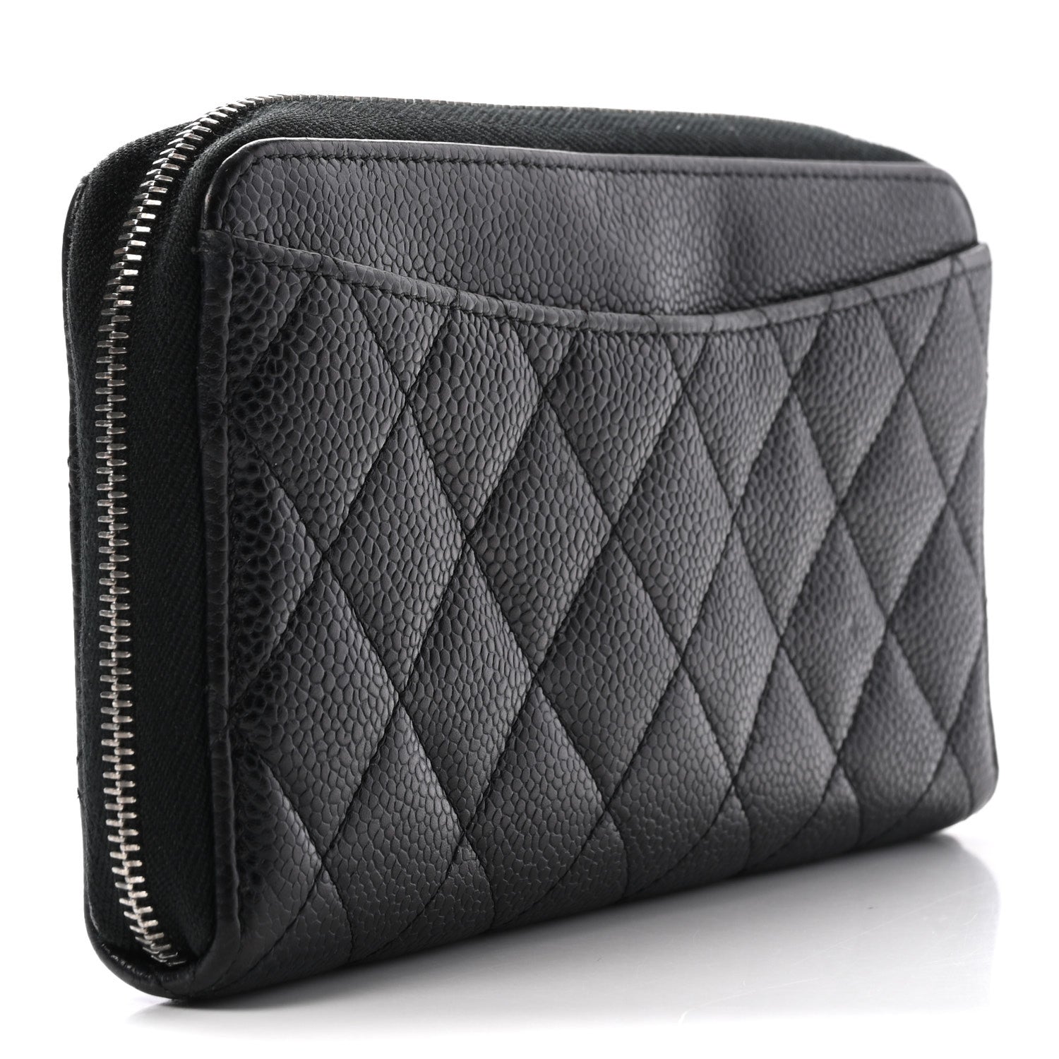 Chanel Caviar Quilted Large Gusset Zip Around Wallet Black 3 of 16