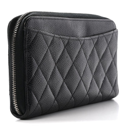 Chanel Caviar Quilted Large Gusset Zip Around Wallet Black 3 of 16
