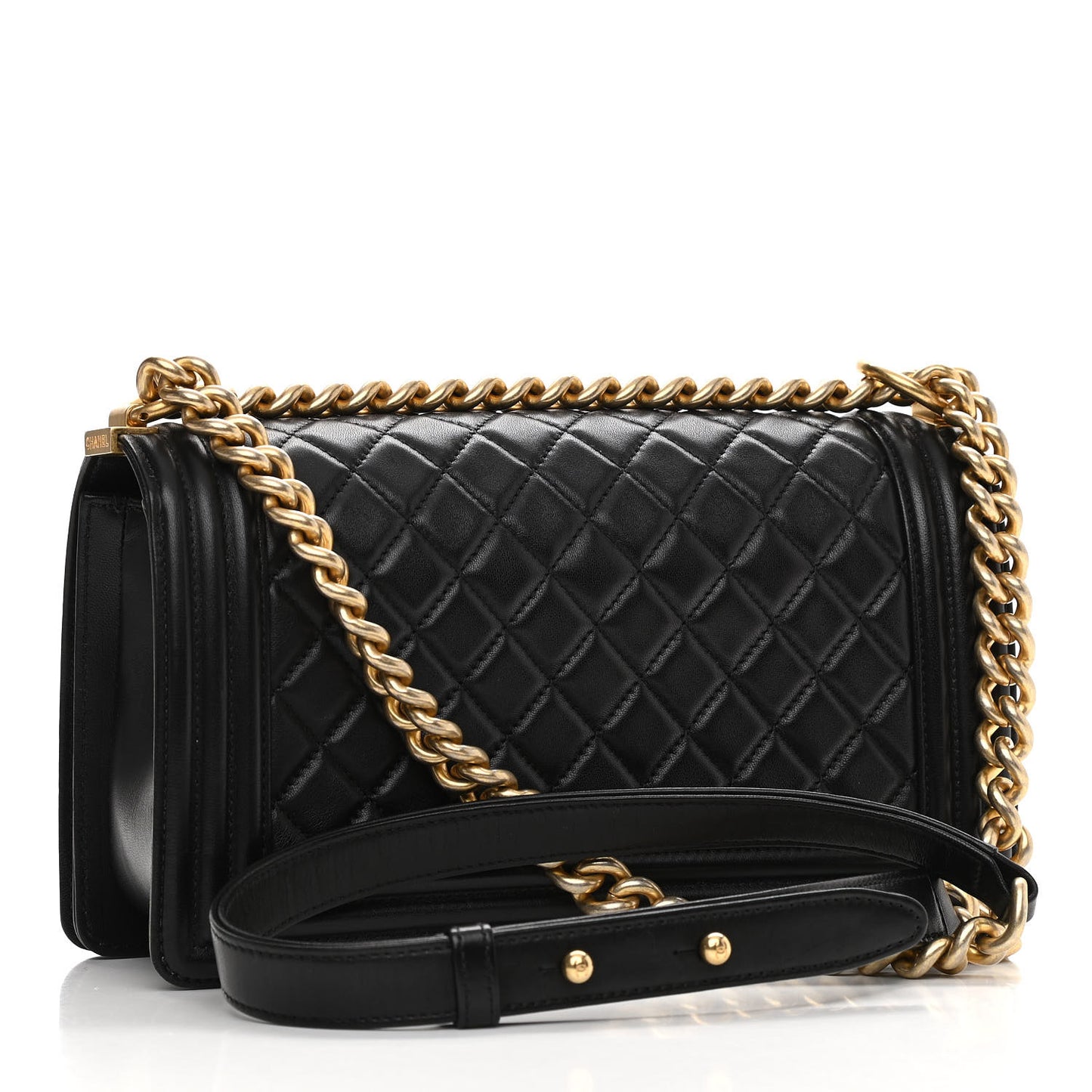 Lambskin Quilted Medium Boy Flap Black