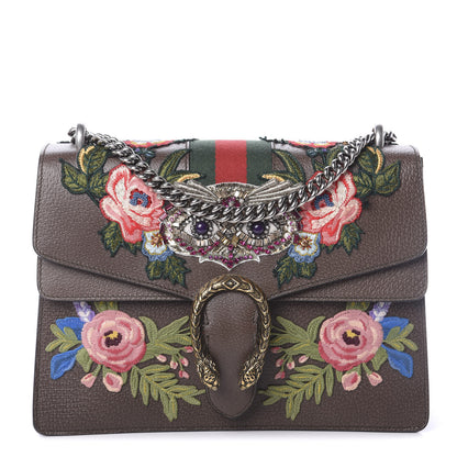 Gucci Calfskin Web Owl Embroidered Medium Dionysus Shoulder Bag New Acero Multicolor 1 of 8