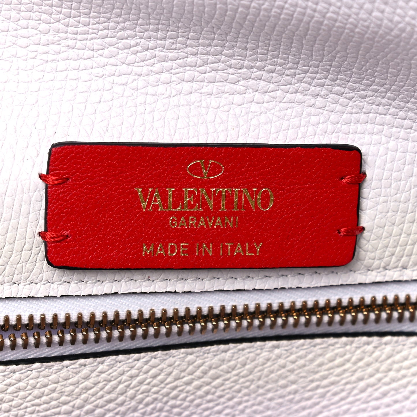 Grainy Calfskin Large Vlogo Clutch Optic White