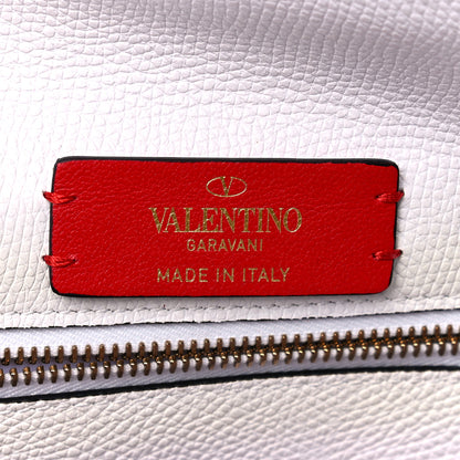 Valentino Garavani Grainy Calfskin Large Vlogo Clutch Optic White 6 of 12