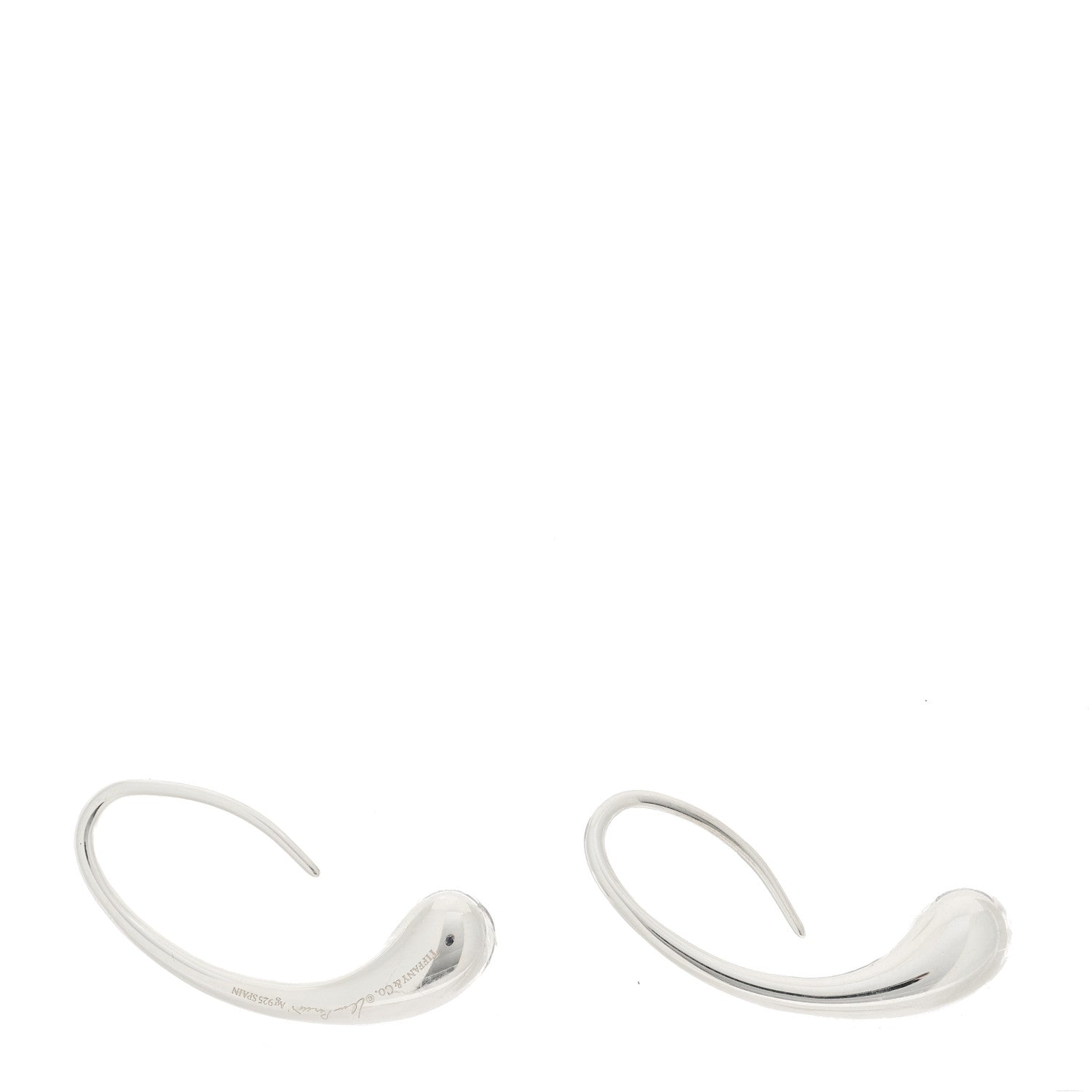 Tiffany Sterling Silver Elsa Peretti Teardrop Hoop Earrings 3 of 4