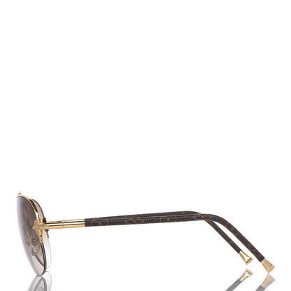 Louis Vuitton Monogram Petite Viola Pilote Aviator Sunglasses Z0571U Brown 3 of 7