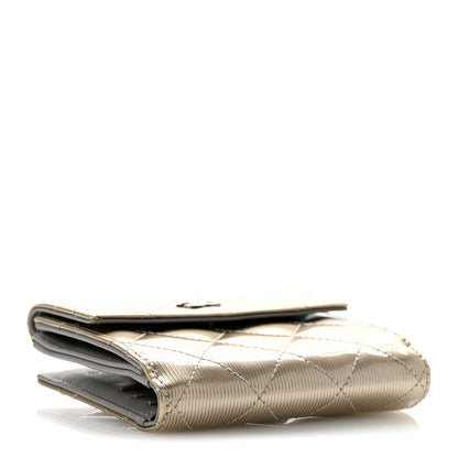 Chanel Striated Patent Quilted Compact French Flap Wallet Beige Beige 4 of 10