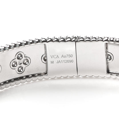 Van Cleef & Arpels 18K White Gold Diamond Perlee Clovers Bangle Bracelet M 5 of 6