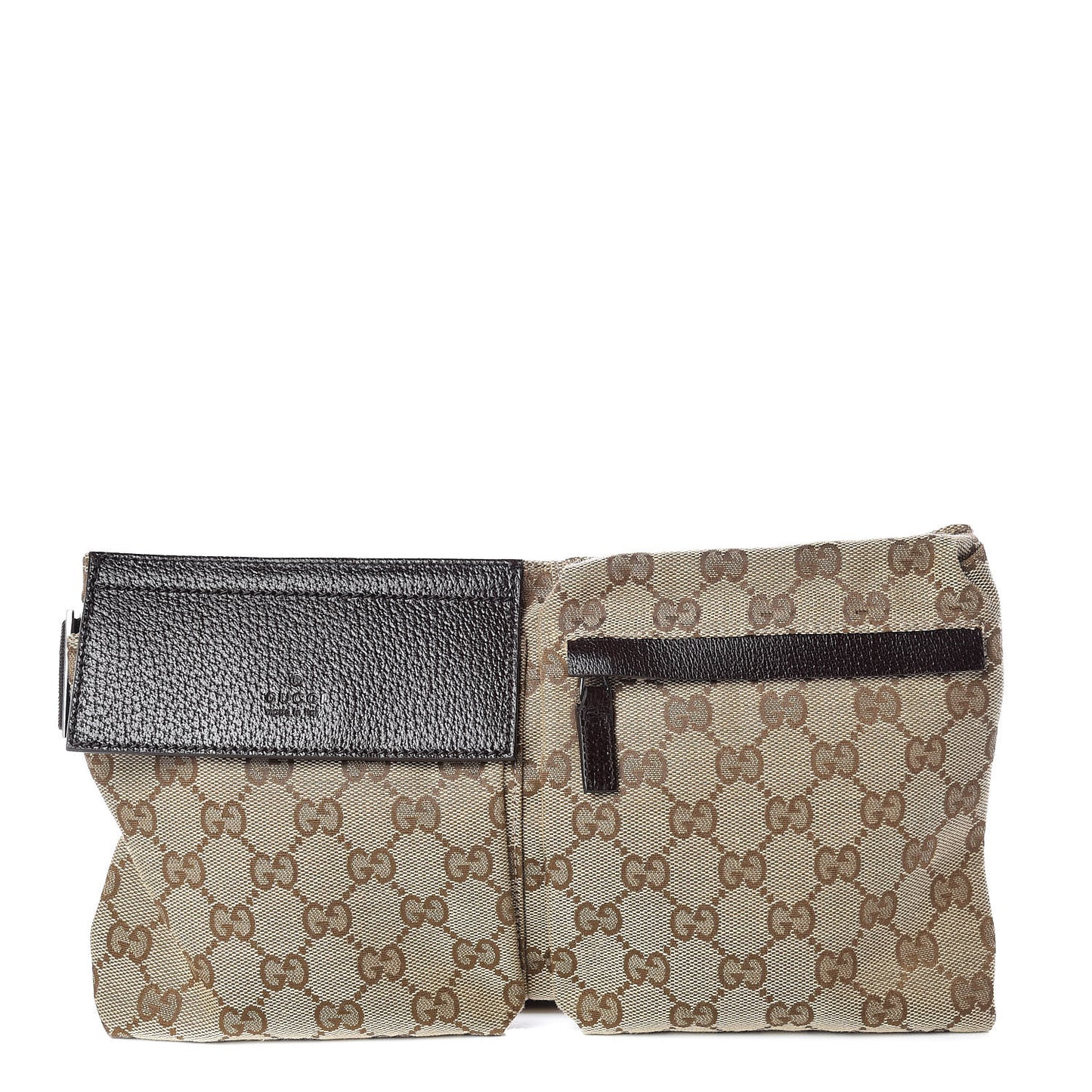 GG Monogram Double Pocket Belt Bag Dark Brown