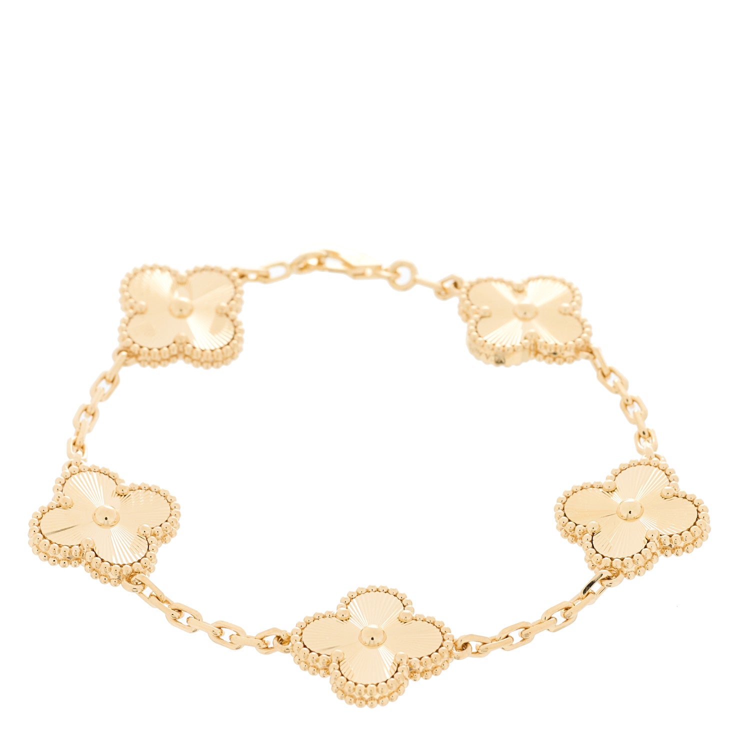 Van Cleef & Arpels 18K Yellow Gold 5 Motifs Guilloche Vintage Alhambra Bracelet 1 of 5