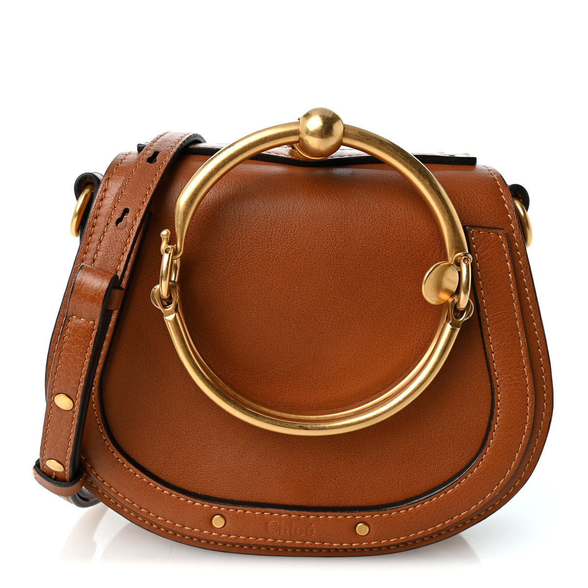 Chloe Calfskin Suede Medium Nile Bracelet Bag Caramel 1 of 10