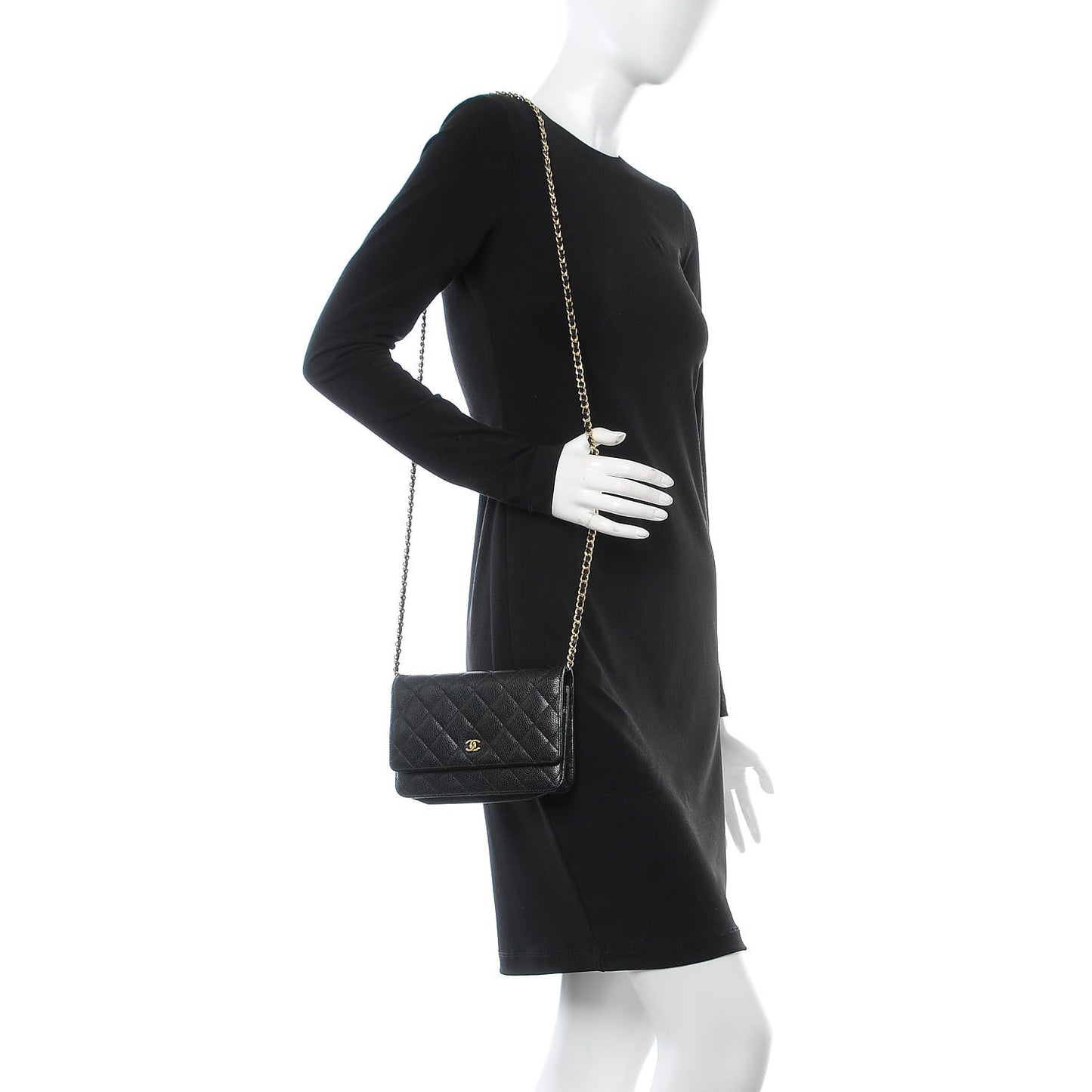 Caviar Quilted Wallet On Chain WOC Black