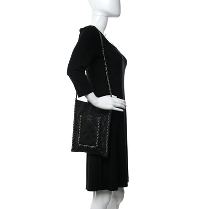Chanel Calfskin Quilted Small Chain Flat Tote Black 2 of 13