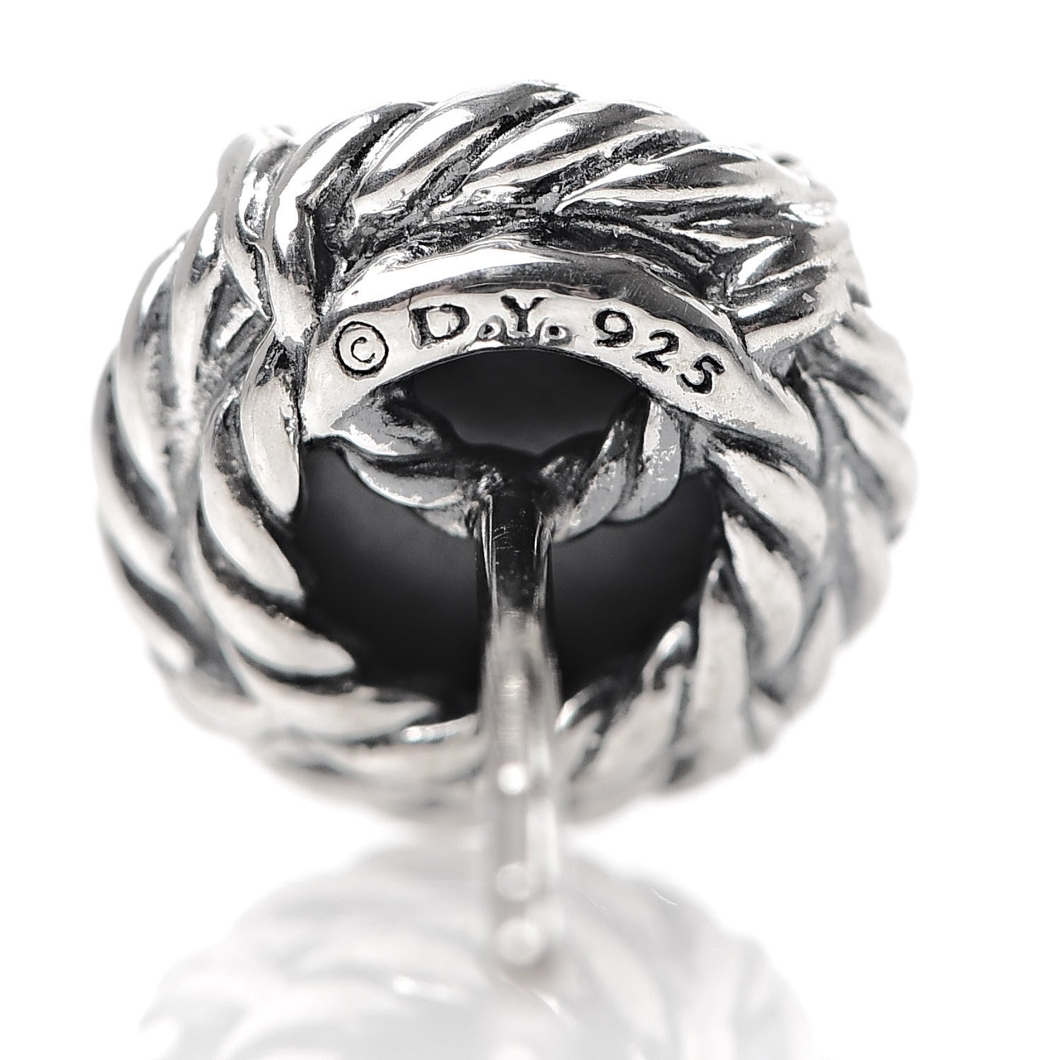 David Yurman Sterling Silver Black Orchid 8mm Chatelaine Earrings 4 of 4