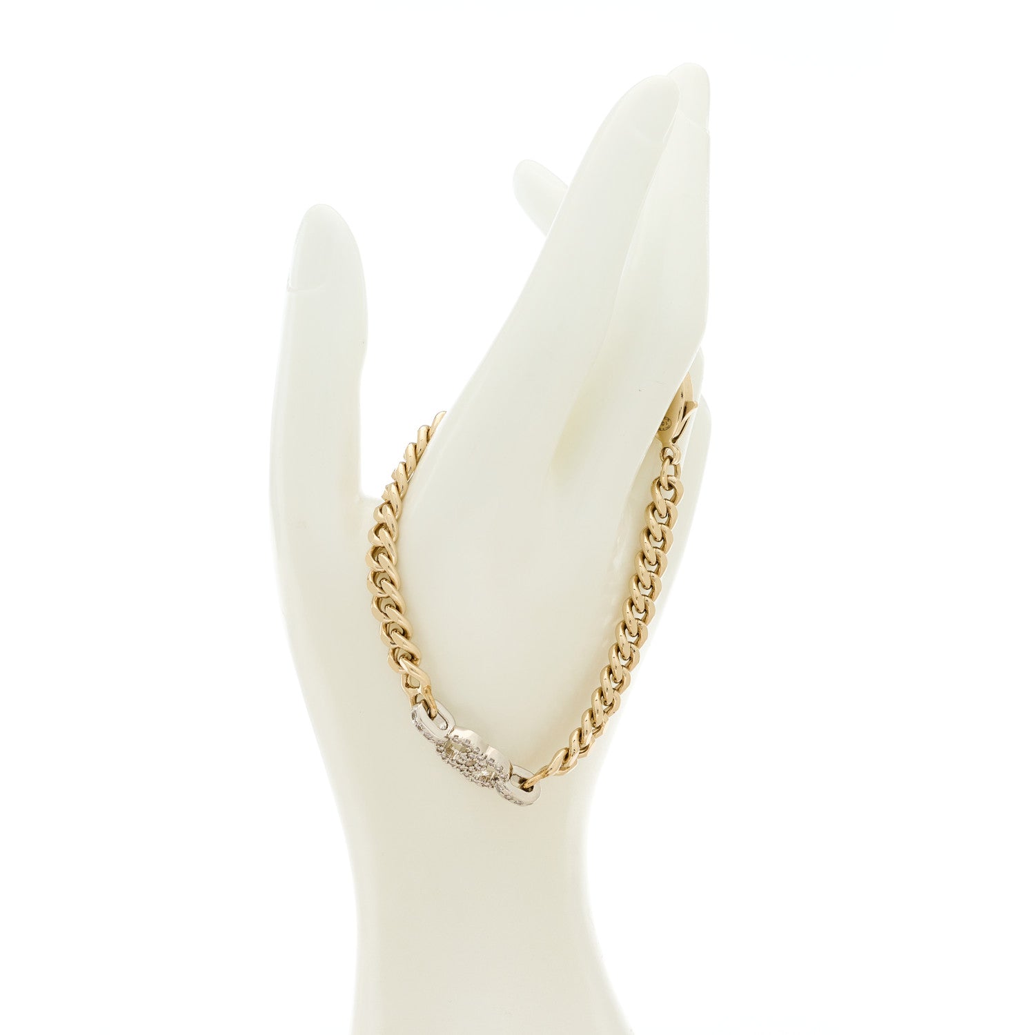 Chanel Crystal Chain CC Link Bracelet Gold Silver 2 of 4
