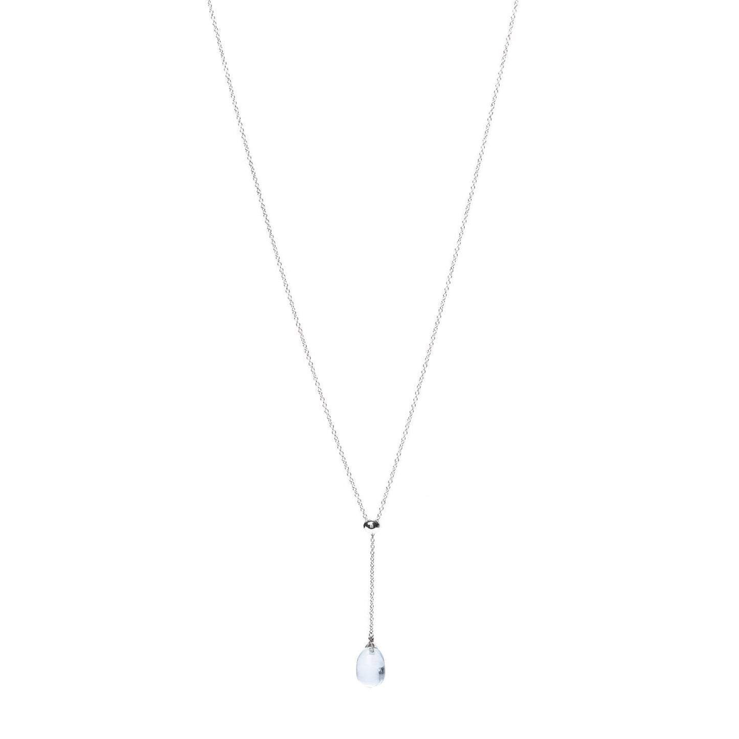 18K White Gold Aquamarine Rainbow Drops Pendant Necklace