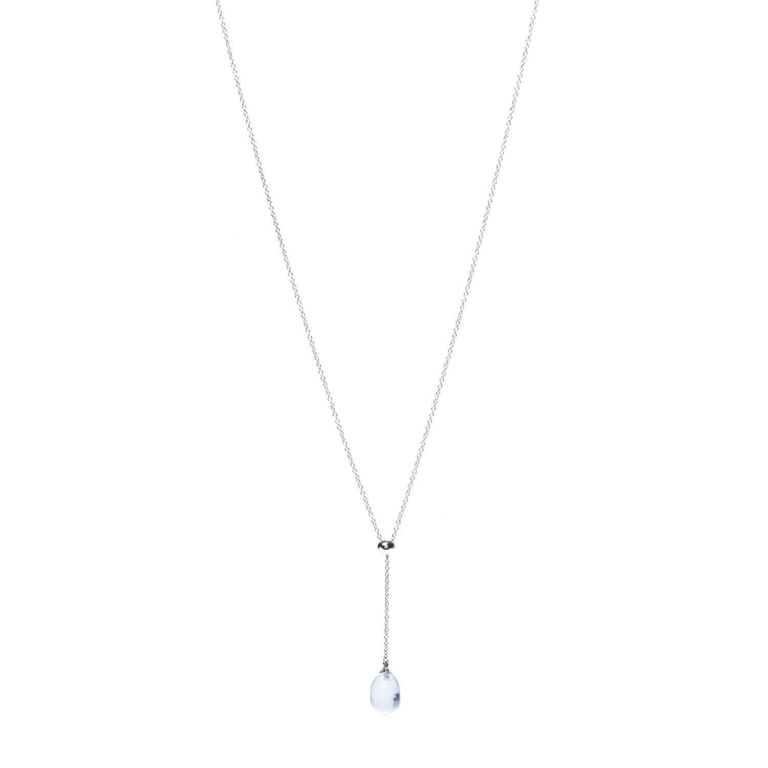 Tiffany 18K White Gold Aquamarine Rainbow Drops Pendant Necklace 1 of 5