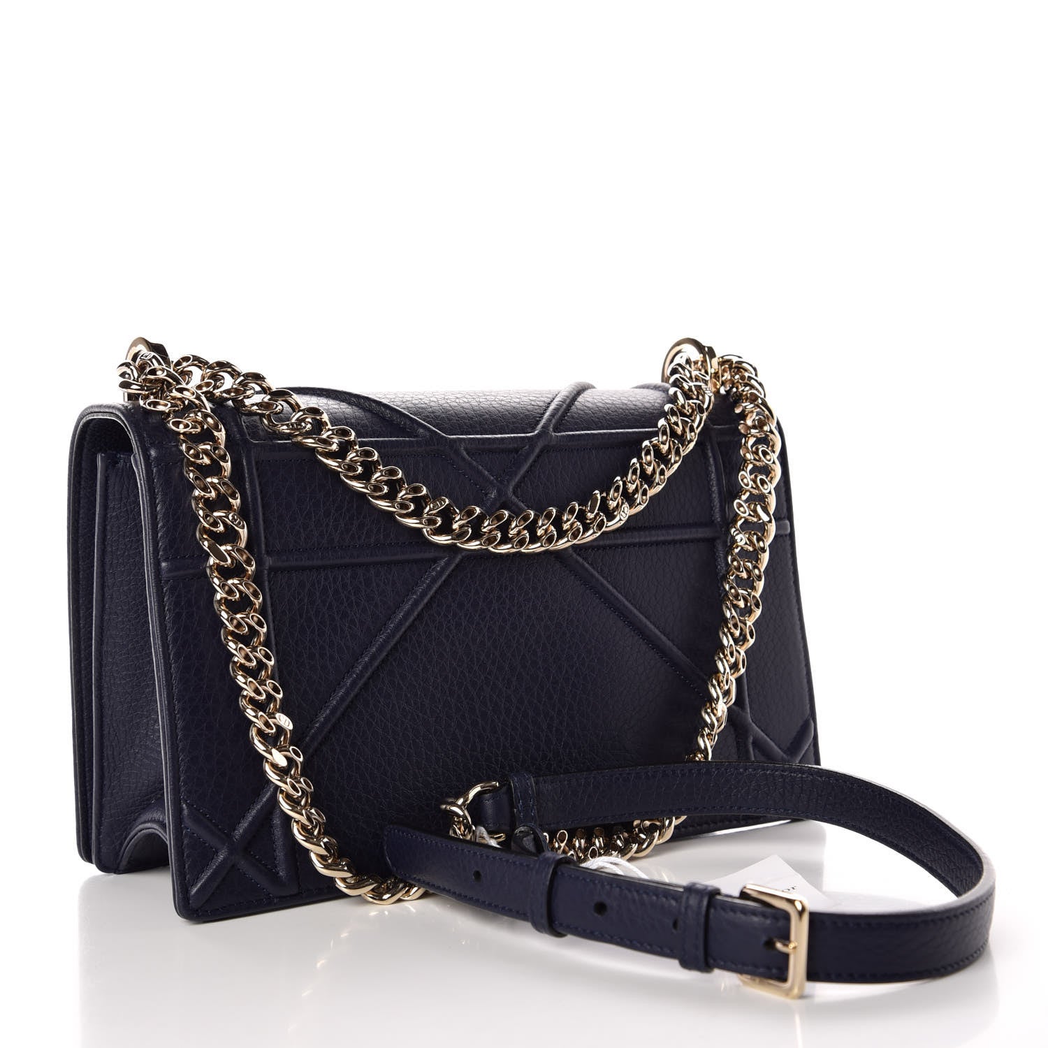 Christian Dior Grained Calfskin Medium Diorama Flap Bag Blue 3 of 12