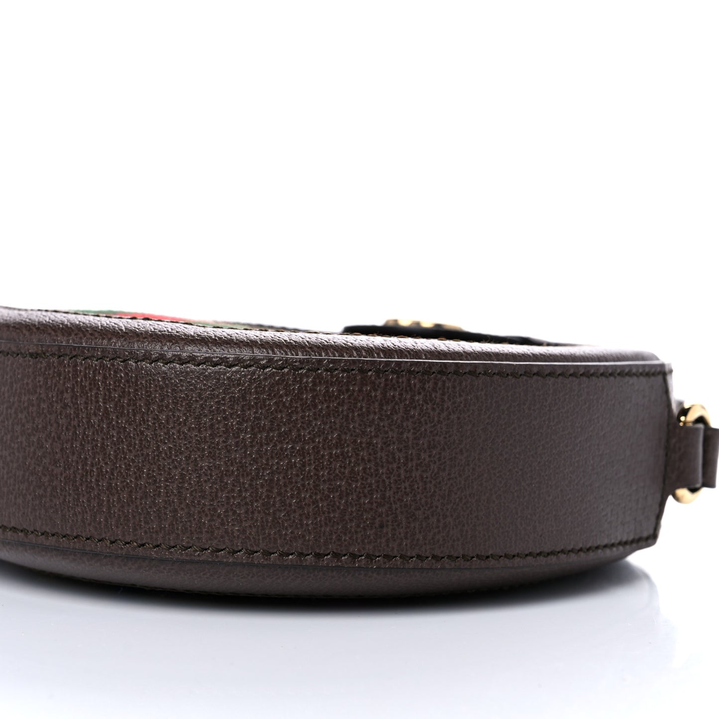 GG Supreme Monogram Equestrian Web Mini Ophidia Round Shoulder Bag Brown