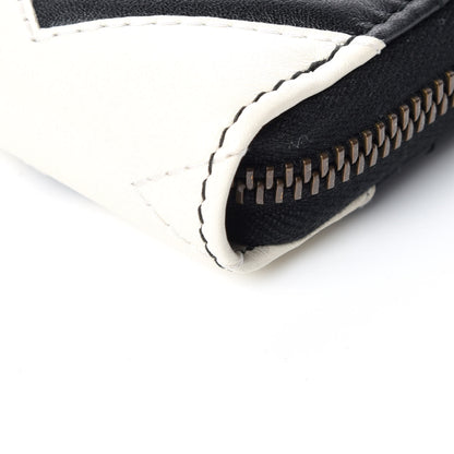 Gucci Calfskin Matelasse GG Marmont Zip Around Wallet Black White 8 of 9