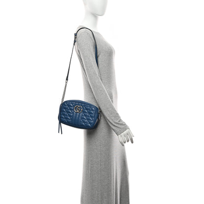 Gucci Calfskin Matelasse Aria Small GG Marmont Chain Shoulder Bag Clear Blue 2 of 10