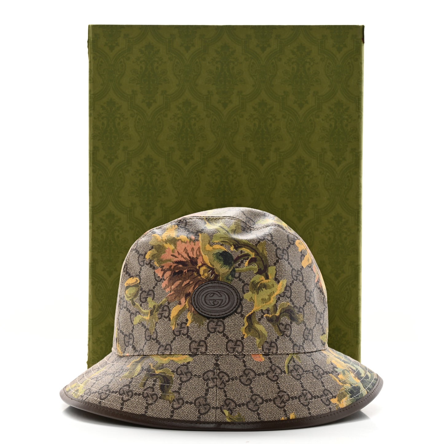 GG Supreme Monogram Azalea Calfskin Dusty Carnation Retro Interlocking G Bucket Hat Beige Ebony Multicolor