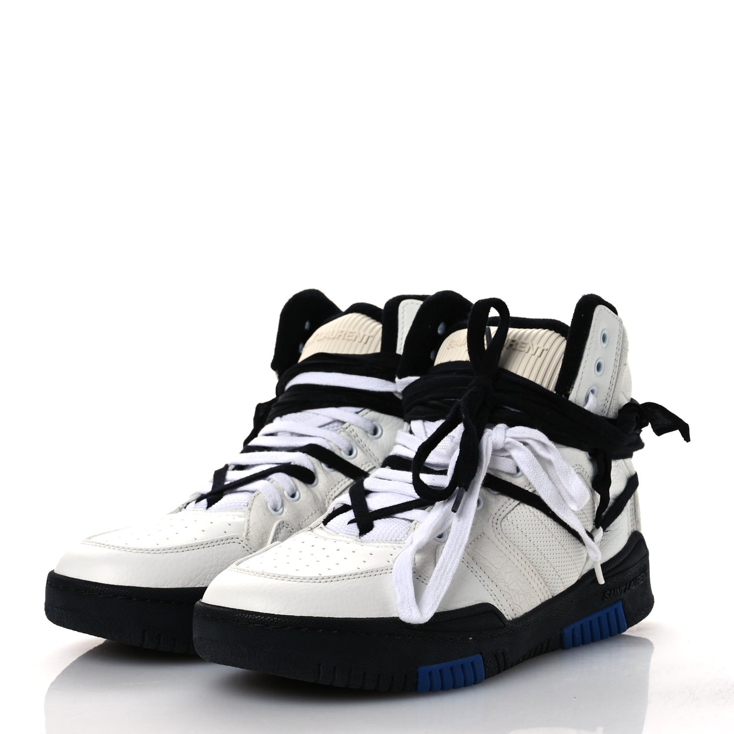 Crackled Calfskin Mens Cure 05 High Top Sneakers 45 White Black