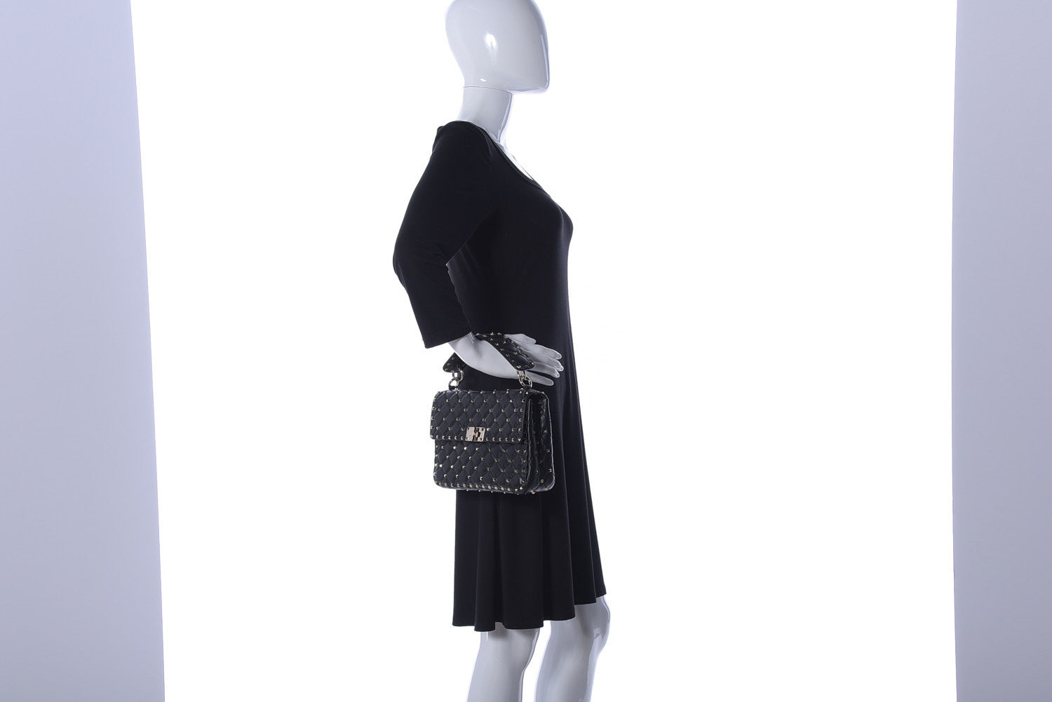 Valentino Garavani Lambskin Medium Rockstud Spike Shoulder Bag Black 3 of 13