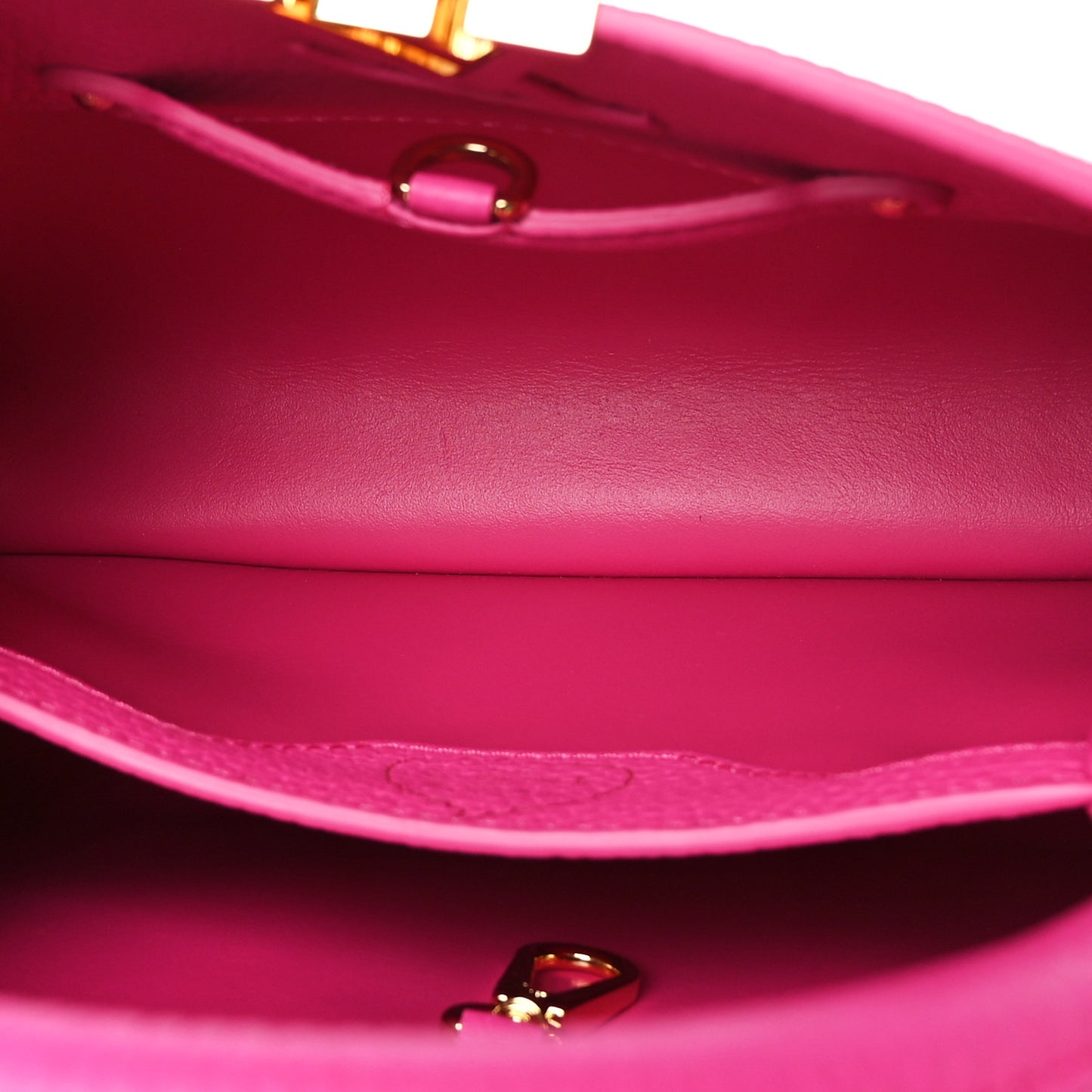 LV X YK Taurillon Infinity Net Capucines BB Fuchsia
