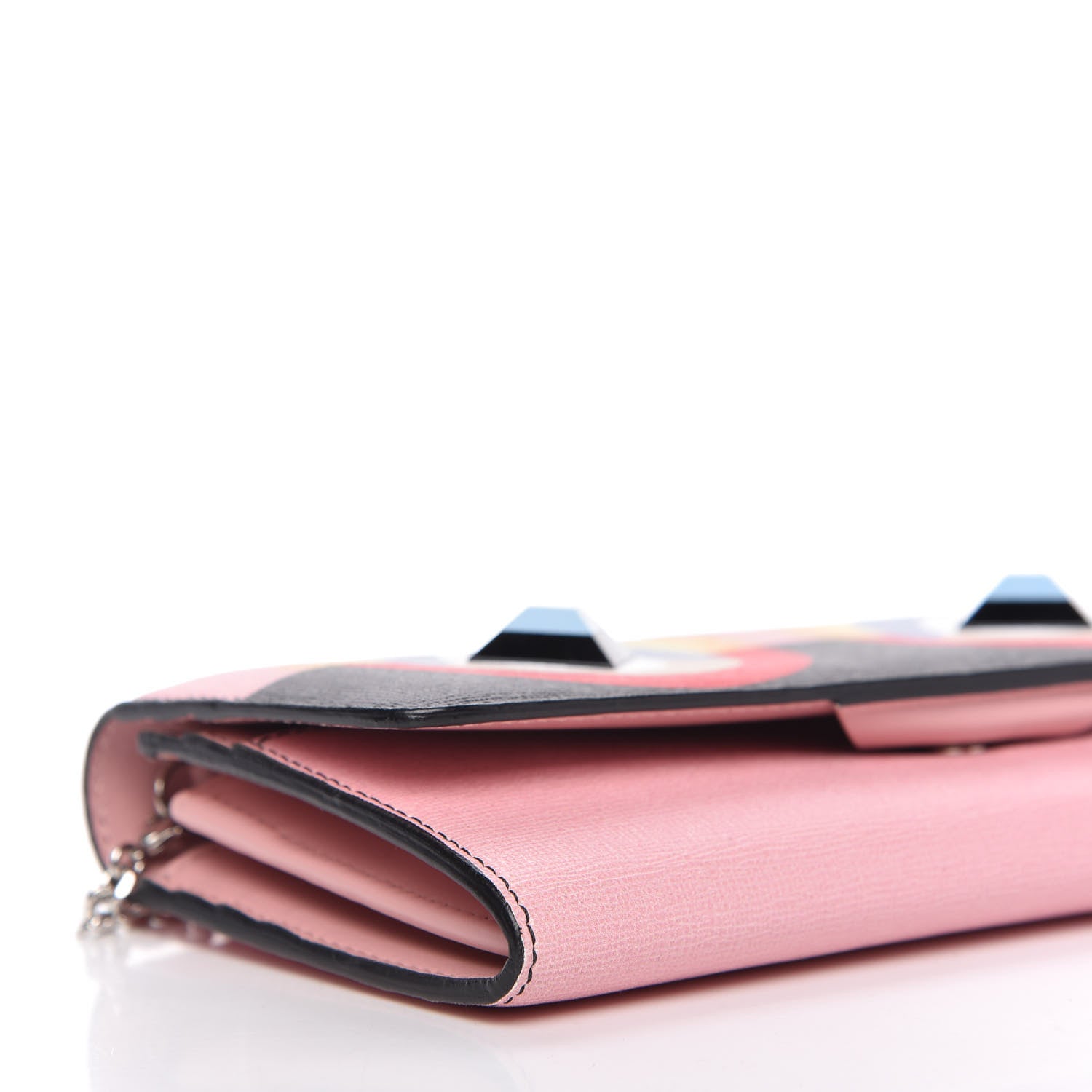 Fendi Vitello Elite Century Hypnoteyes Studded Continental Wallet On Chain Bubblegum Multicolor 6 of 9