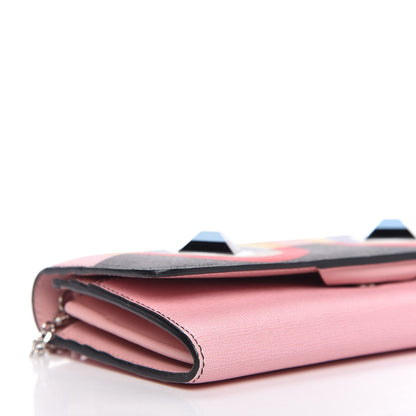 Fendi Vitello Elite Century Hypnoteyes Studded Continental Wallet On Chain Bubblegum Multicolor 6 of 9
