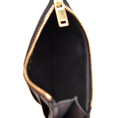 Saint Laurent Grain De Poudre Matelasse Chevron Monogram Fragments Zippered Card Case Black 5 of 7