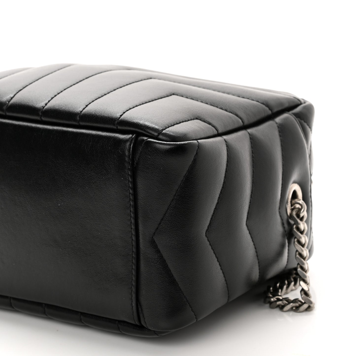 Calfskin Y Quilted Monogram Small Loulou Bowling Bag Black