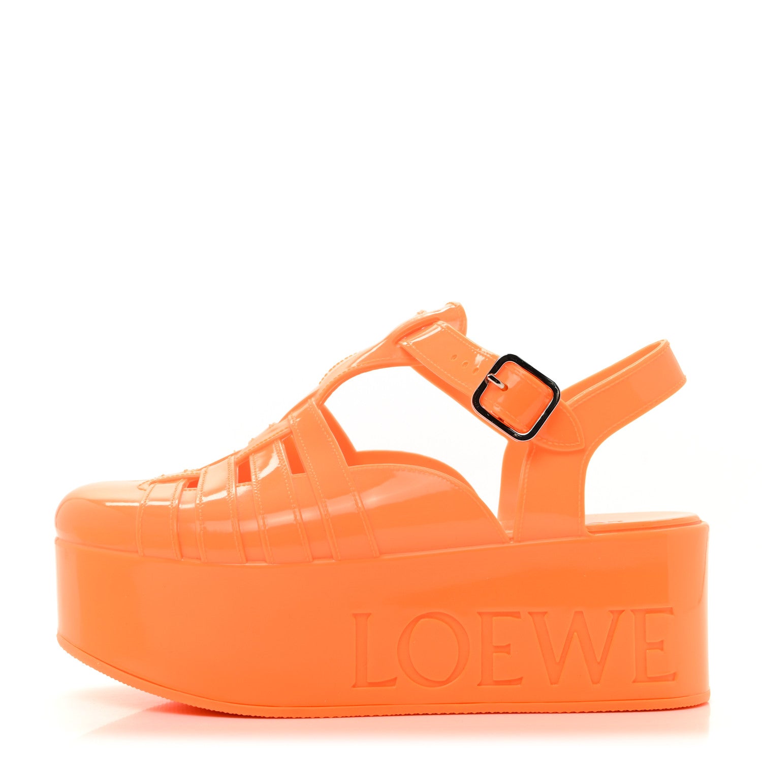 Loewe Rubber Wedge Sandals 38 Orange 1 of 8