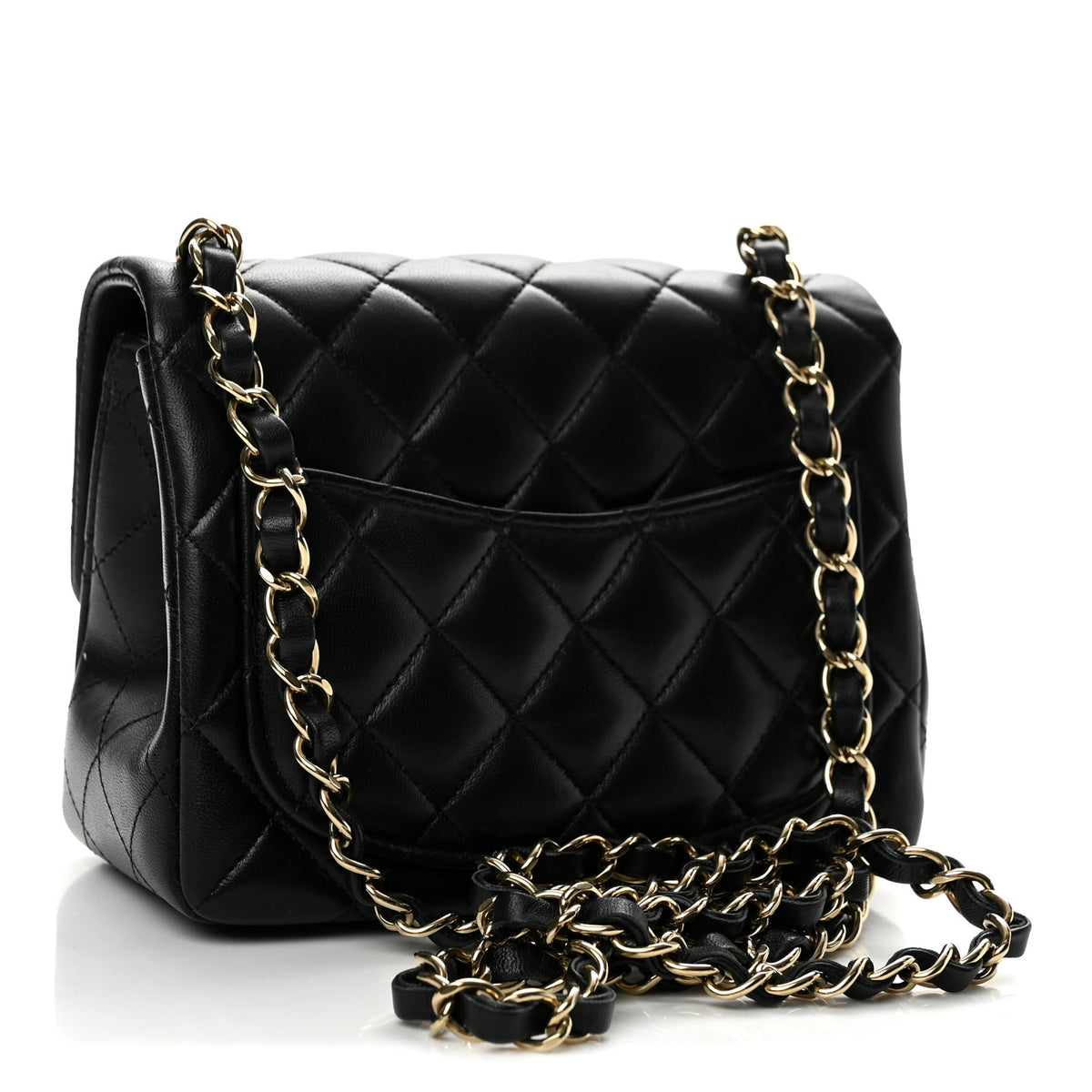 Lambskin Quilted Mini Square Flap Black