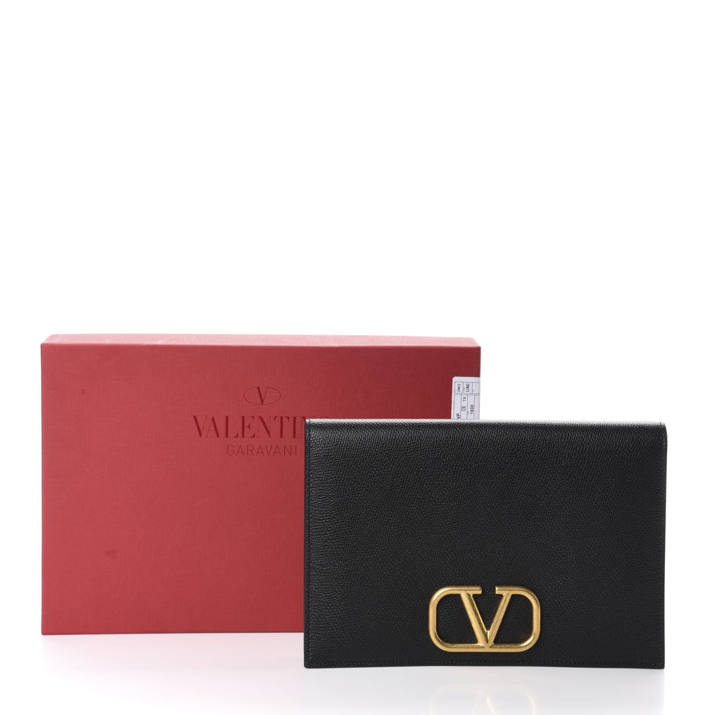 Grainy Calfskin Vlogo Signature Pouch Black