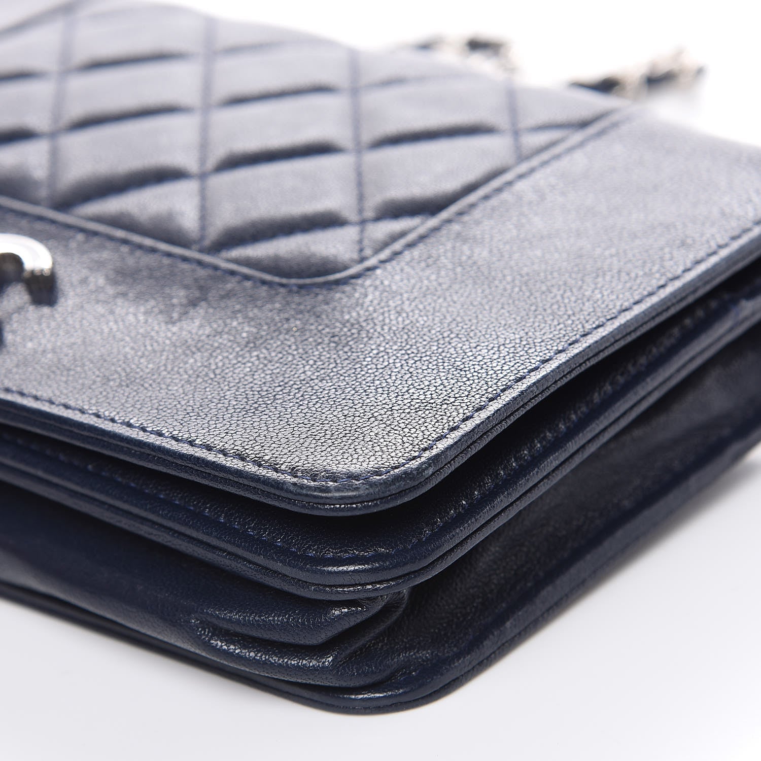 Chanel Sheepskin Quilted Mademoiselle Vintage Wallet On Chain WOC Blue 10 of 19