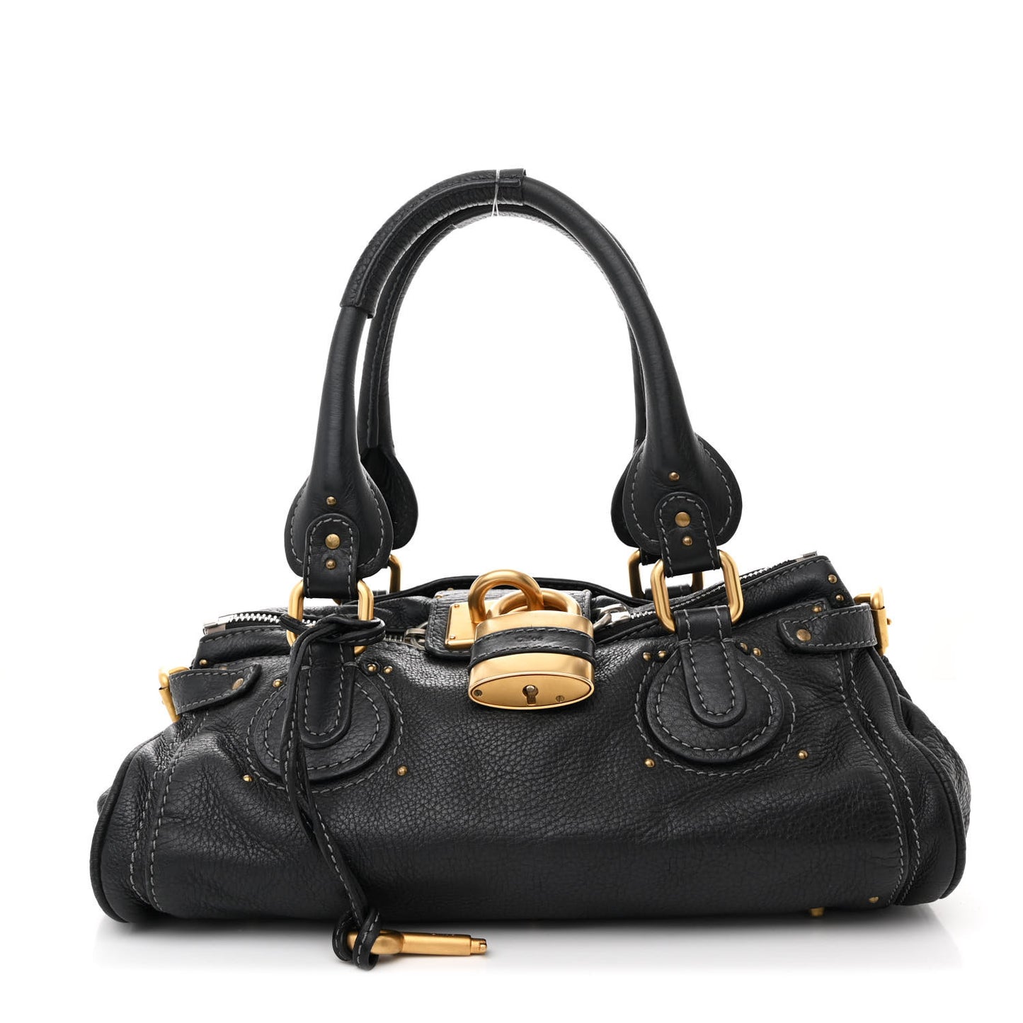 Calfskin Medium Paddington Satchel Black