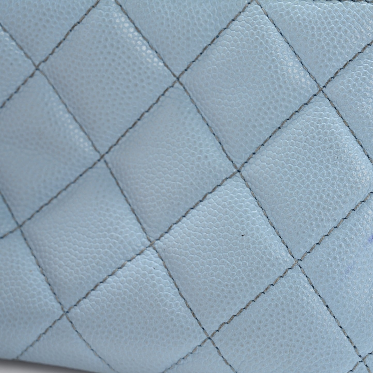 Caviar Quilted Small Cosmetic Case Light Blue