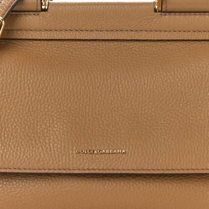 Dolce & Gabbana Calfskin Small Sicily Soft Satchel Brown 7 of 9
