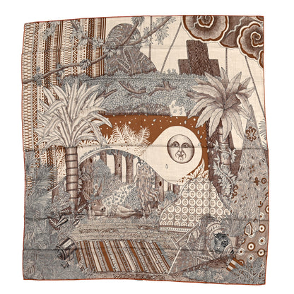 Hermes Cashmere Silk Acte III Scene I La Clairiere Shawl 140 Naturel Marron Noisette 1 of 5