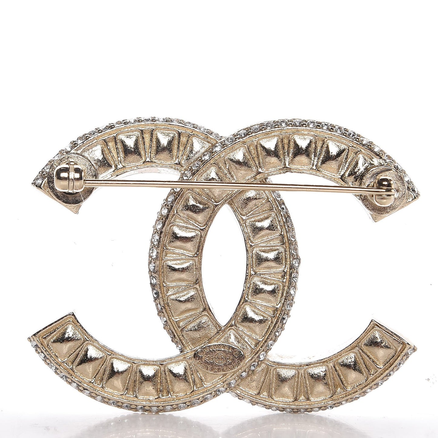 Baguette Crystal CC Brooch Gold