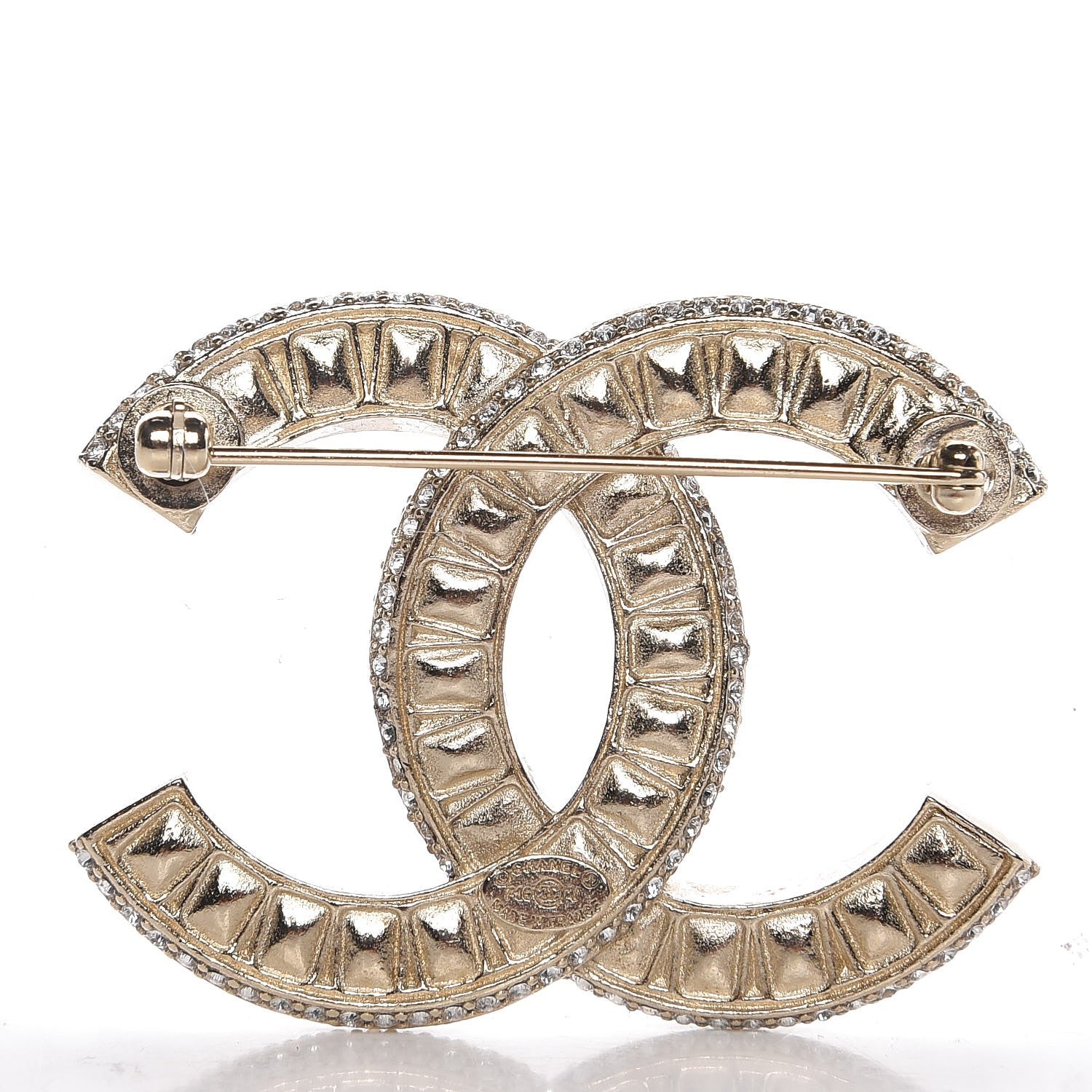 Chanel Baguette Crystal CC Brooch Gold 3 of 5