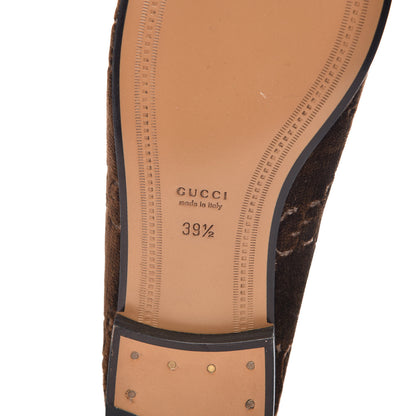 Gucci Velvet GG Monogram Horsebit Womens Jordaan Loafers 39.5 Brown Black 6 of 9