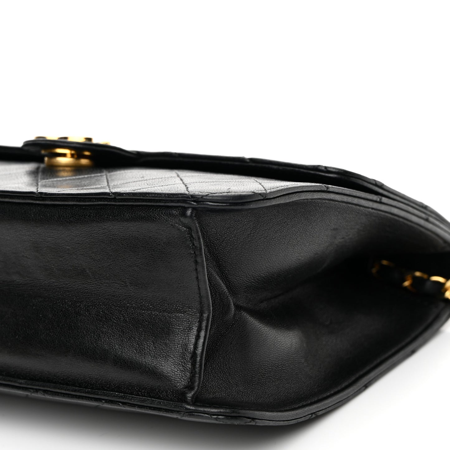 Lambskin Quilted Small Single Flap Bag Black