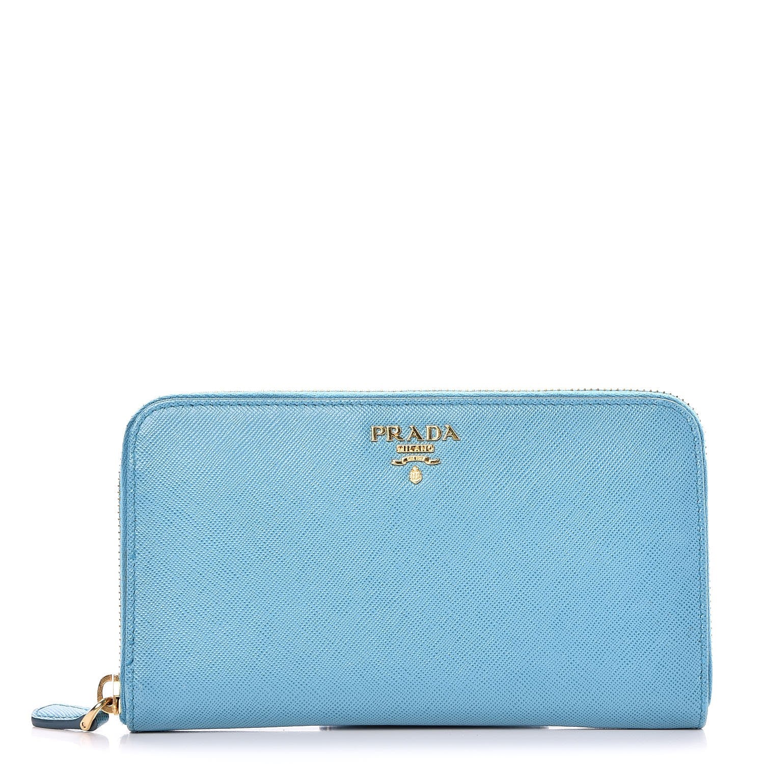 Prada Saffiano Metal Zip Around Wallet Voyage 1 of 9