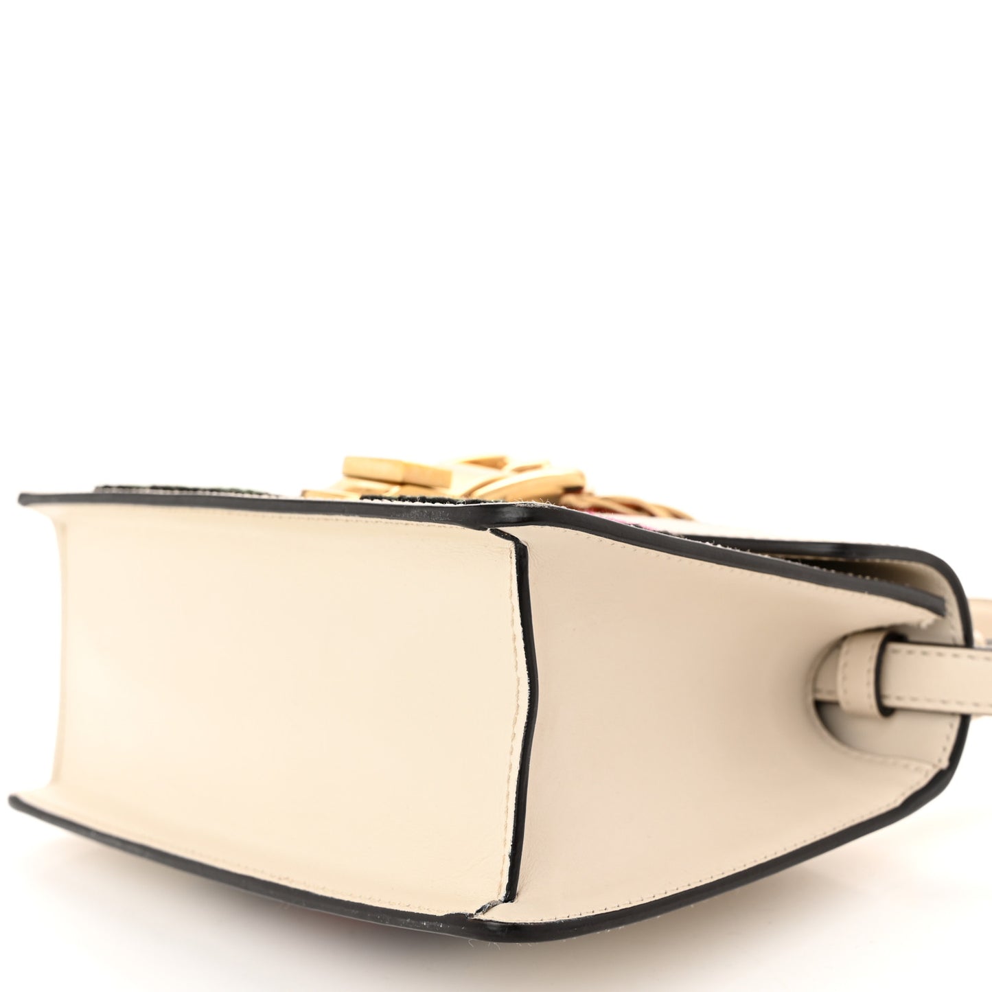 Calfskin Embroidered Mini Sylvie Top Handle Bag White